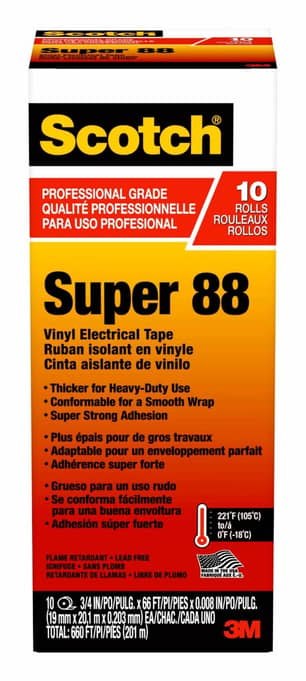 Thumbnail of the Scotch® Super 88 Vinyl Electrical Tape 6143-BA-10, Professional Grade, Black, 0.75 in x 66 ft, 1 Roll/Pack
