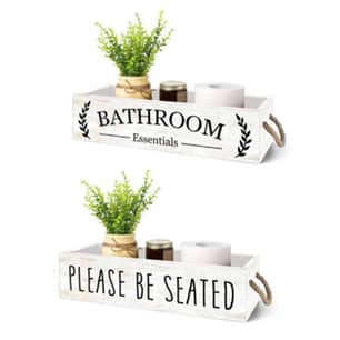 Thumbnail of the 2 ASSORTED WHITE WOOD BATHROOM CADDIES