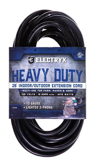 Thumbnail of the Electryx 25' Heavy Duty Indoor/Outdoor Extension Cord - 10 Gauge, Black