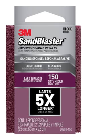 Thumbnail of the 3M™ SandBlaster™ Advanced Sanding Sanding Sponge, 20908-150 ,150 grit, 3 3/4 in x 2 1/2 x 1 in, 1/pk