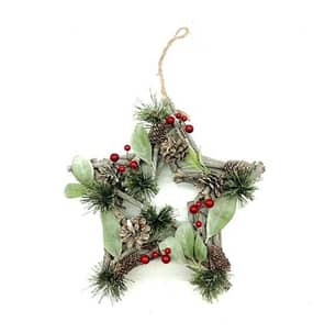 Thumbnail of the CF COLLECTION  Star Wreath  17" With Red Berries Natural