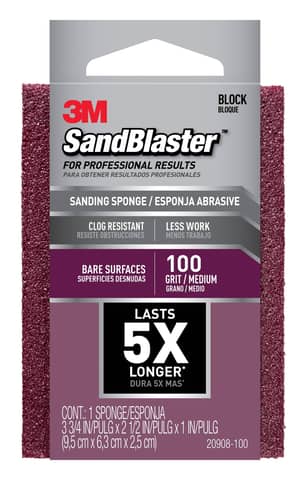 Thumbnail of the 3M™ SandBlaster™ Advanced Sanding Sanding Sponge, 20908-100 ,100 grit, 3 3/4 in x 2 1/2 x 1 in, 1/pk