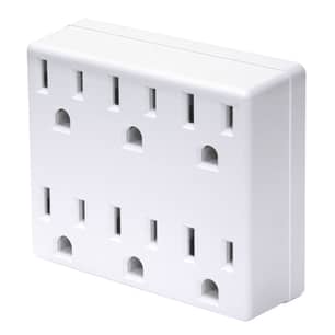 Thumbnail of the Indoor 6 Plug-In Adapter 15 Amp 125 Volt 3-Wire Horizontal in White