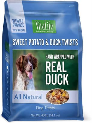 Thumbnail of the Vitalife All Natural Sweet Potato & Duck Twists Dog Treat, 400g