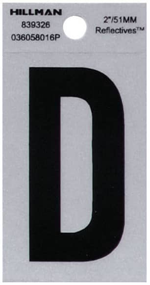 Thumbnail of the 2" Black & Silver Reflective Letter D