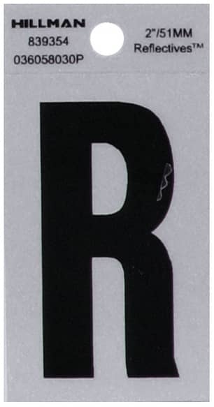 Thumbnail of the 2" Black & Silver Reflective Letter R