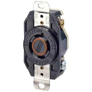 Thumbnail of the 20 Amp 125/250 Volt Flush Mounting Locking Receptacle Industrial Grade Grounding V-0-MAX Black