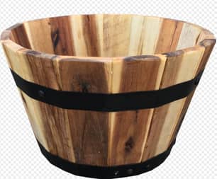 Thumbnail of the ROUND WOOD BARREL PLANTER - 29CM