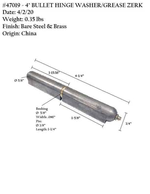 Thumbnail of the BULLET HINGE WASHER/GREASE 4"