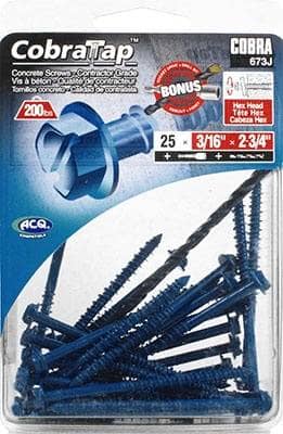 Thumbnail of the METAL CONCRETE SCREW ANCHOR WITH BLUE COATING C3/16" X 2- 3/4"