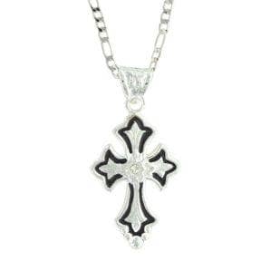 Thumbnail of the Montana Silversmiths® Flower On Silver And Black Cross Fleury