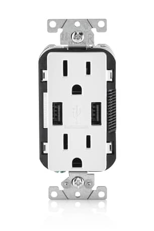Thumbnail of the Decora 15A USB Receptacle 3.6A Charger in White