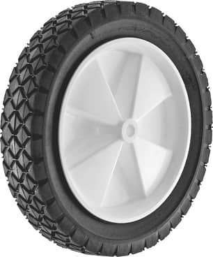Thumbnail of the 10-Inch Semi-Pneumatic Rubber Replacement Tire, Plastic Wheel, 1-3/4-Inch Diamond Tread, 1/2-Inch Bore Offset Axle