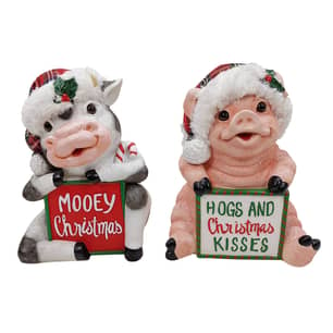 Thumbnail of the Pig and Cow with Santa Hat Statues