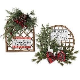 Thumbnail of the The Gerson Company® 16.5" Holiday Floral & Wood Sign