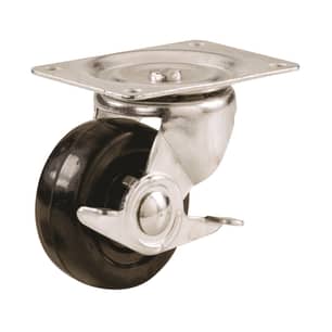 Thumbnail of the 3-Inch Rubber Swivel Plate Caster with Side Brake, 175-lb Load Capacity