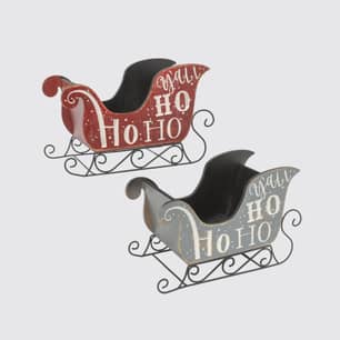 Thumbnail of the Wood & Metal Holiday Engraved Design Sleigh