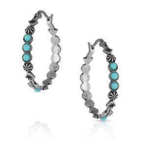 Thumbnail of the Montana Silversmiths® Round N Round Turquoise Hoop Earring