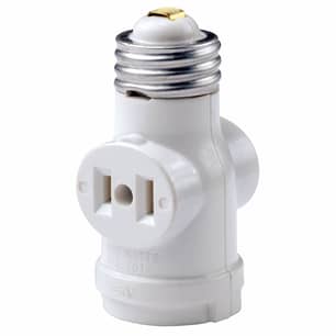 Thumbnail of the Lampholder with two 15A 125 Volt 2-Pole 2-Wire Outlets 660 Watt in White