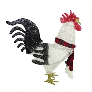 Thumbnail of the White/Gray Fabric Rooster Décor Warm White LED