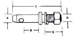 Thumbnail of the Draw Pin (Lift Arm Pin) 1-1/8" x 1-1/8"