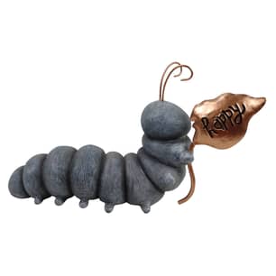 Thumbnail of the Gray Caterpillar Statue with "Happy" Leaf Accent