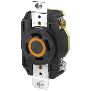 Thumbnail of the 30 Amp 125/250 Volt Flush Mounting Locking Receptacle Industrial Grade Grounding V-0-MAX Black