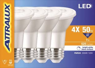 Thumbnail of the BULB LED ATTRALUX PAR20 50W BRIGHT WHITE DIMMABLE 4PK