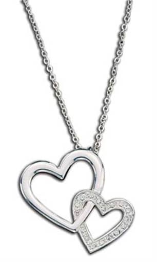 Thumbnail of the Montana Silversmiths® Double Heart With Crystal Necklace