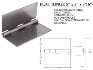 Thumbnail of the FLAT HINGE 5"X5" WELD ON 3/16"