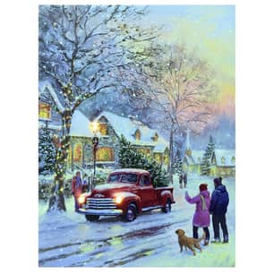Thumbnail of the Canvas 12X16In Santa With Light Pole And Truck In