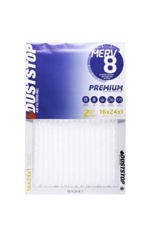 Thumbnail of the Duststop MERV 8 Furnace Filter 16x24x1 2 Pack