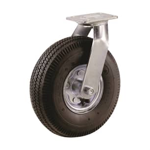 Thumbnail of the 8-Inch Pneumatic Caster Wheel, Swivel Plate, Steel Hub with Ball Bearings, 5/8-Inch Bore Centered Axle