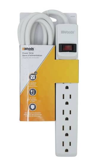 Thumbnail of the 6 OUTLET POWER STRIP WITH WHITE HOUSING AND CORD