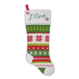 Thumbnail of the CF COLLECTION  Stocking 21.5" Red /Wht/Grn Knitted & Fleece