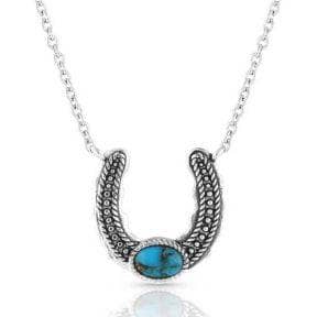 Thumbnail of the Montana Silversmiths® Not Shy Turquoise Horseshoe Necklace