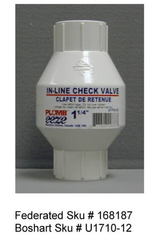 Thumbnail of the 1-1/4" Pvc Spring Loaded Check Valve