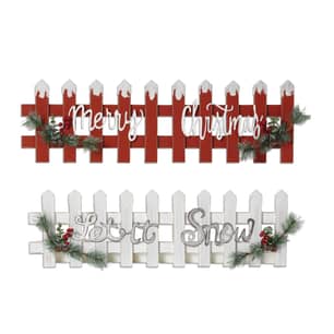 Thumbnail of the Wood Holiday Fence w/ Pine & Berry Accent,