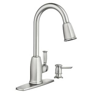 Thumbnail of the Moen Wellsley Spot Resist Stainless One-Handle High Arc Pulldown Kitchen Faucet