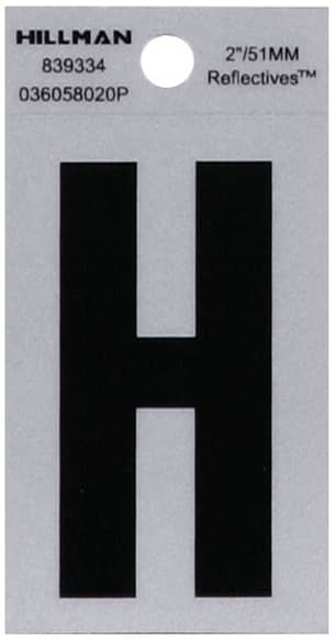 Thumbnail of the 2" Black & Silver Reflective Letter H