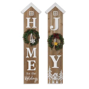 Thumbnail of the Wood Holiday Porch Sign w/ Wreath
