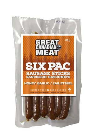 Thumbnail of the Great Canadian Meat Six Pack Honey Garlic Sausage sticks 150g