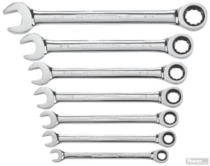 Thumbnail of the 7 Piece 72-Tooth 12 Point Ratcheting Combination SAE Wrench Set