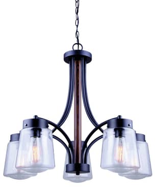Thumbnail of the Canarm Riva 5-Bulb Chandelier- Black and Wood