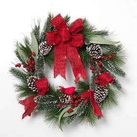 Thumbnail of the 24"H HOLIDAY PINE WREATH W/ BERRY AND BURLAP RIBBO