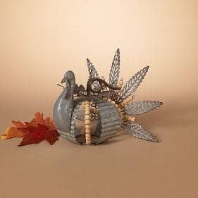 Thumbnail of the 12.4"L GALVANIZED METAL TURKEY W/ BEAD ACCENTS