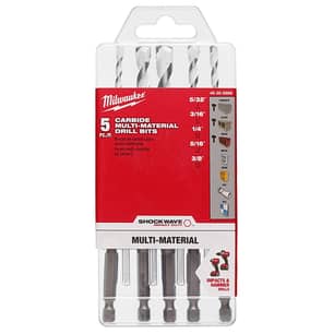 Thumbnail of the MILWAUKEE SHOCKWAVE CARBIDE MULTI-MATERIAL DRILL BIT SET-5 PC