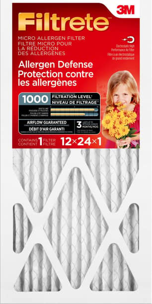 Thumbnail of the FILTRETE ALLERGEN DEFENSE MICRO ALLERGEN FILTER, MICROPARTICLE PERFORMANCE RATING 1000, 12 IN x 24 IN x 1 IN