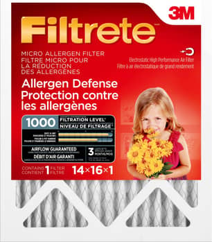 Thumbnail of the FILTRETE ALLERGEN DEFENSE MICRO ALLERGEN FILTER, MICROPARTICLE PERFORMANCE RATING  1000, 14 in x 16 in x 1 in