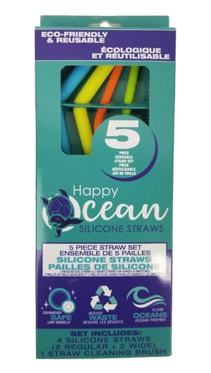 Thumbnail of the Happy Ocean Reuseable Silicone Straw 5 Piece Set